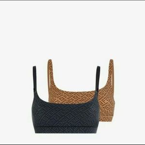 NWT Fendi x SKIMS SCOOP BRALETTE PACK Black/Tan